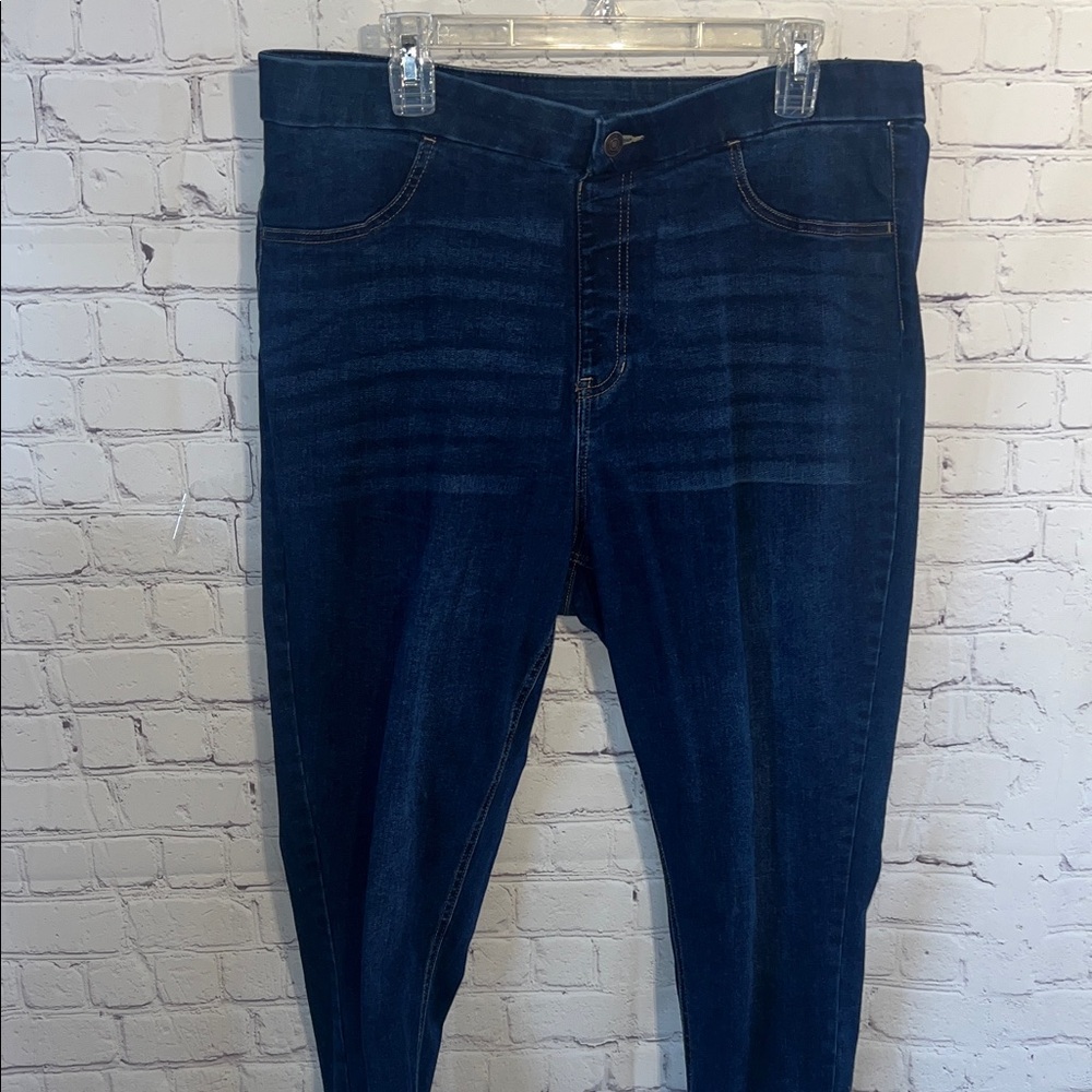 XXL Dark Blue Women's Jeans. Elastic Waistband. Pull up stretch. Exc condition